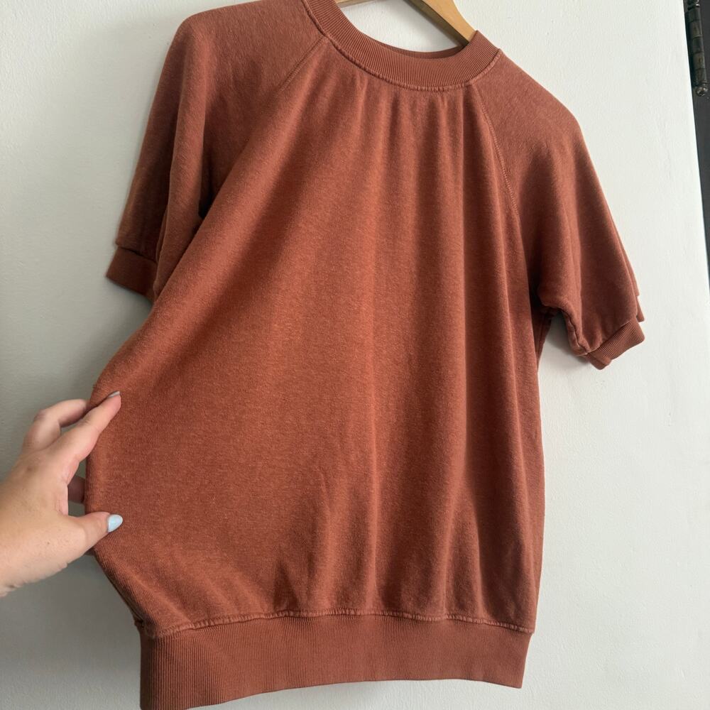JUNGMAVEN | Warm Brown Hemp Short Sleeve Sweatshirt | Small - Picture 3 of 6